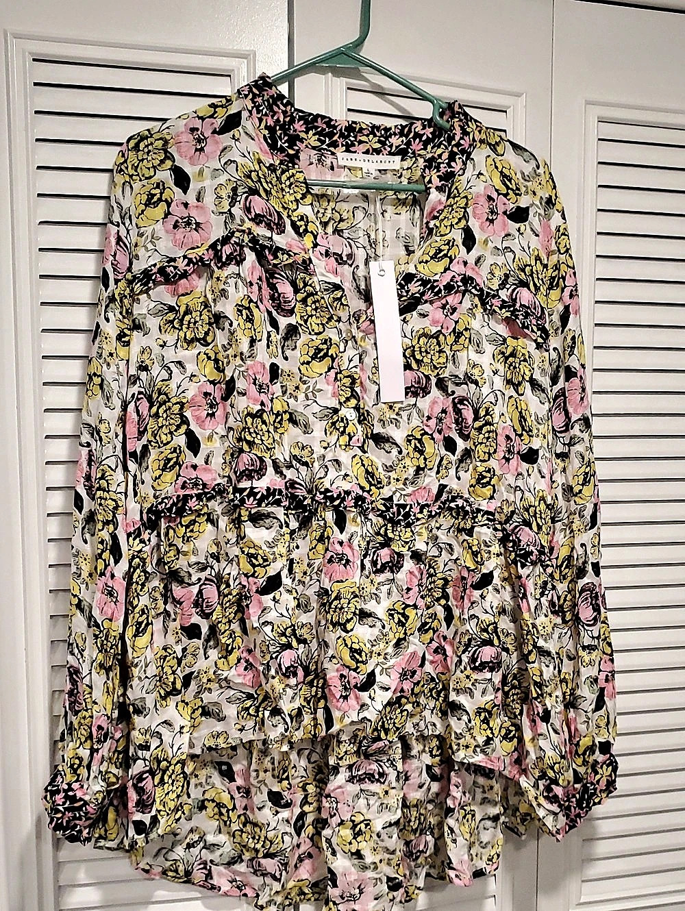 Jane + Delancey Floral Blouse in Pink & Yellow Size Large NWT